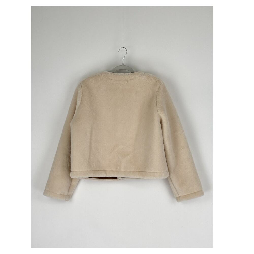 Zara Double Faced Toggle Faux Fur Jacket Cream Womens Size Large New - Picture 9 of 11